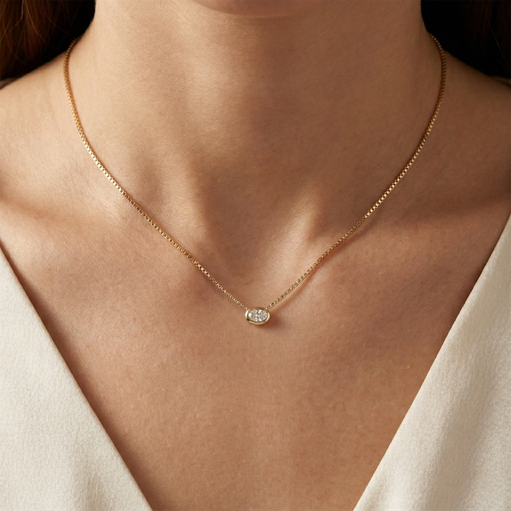 Lumina Oval - Oval Diamond Bezel Pendant - Image 5